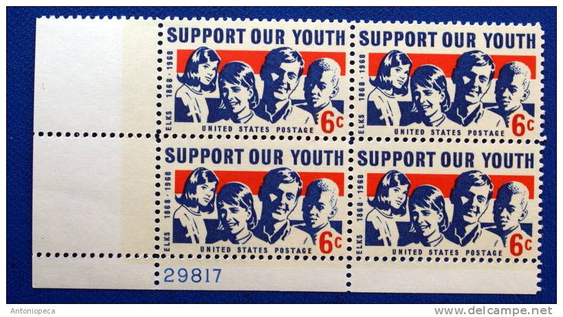 USA 1968 SUPPORT YOUTH  BLOCK  MNH** - 2. 1941-80