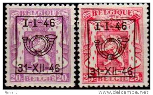 PIA  - BELGIO -   (da 1-I-46 Al 31-XII-46) : Preannullati - Tipo D - (UNIFICATO  11A) - Typografisch 1929-37 (Heraldieke Leeuw)
