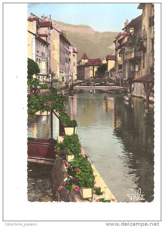 CP, 74, Annecy, Canal Du Thiou, Vieux Quartiers, 1959, Voyagée - Annecy-le-Vieux