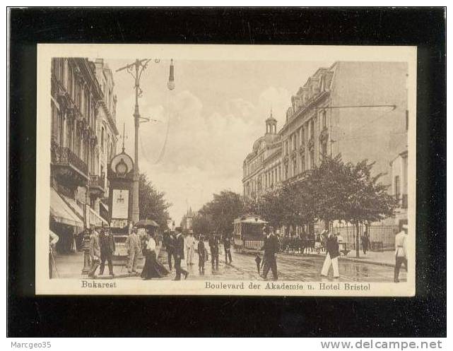 Bukarest Bucarest Boulevard Der Akademie U.hotel Bristol édit.gesellschaft N° 383 Tramway , Animée - Roumanie