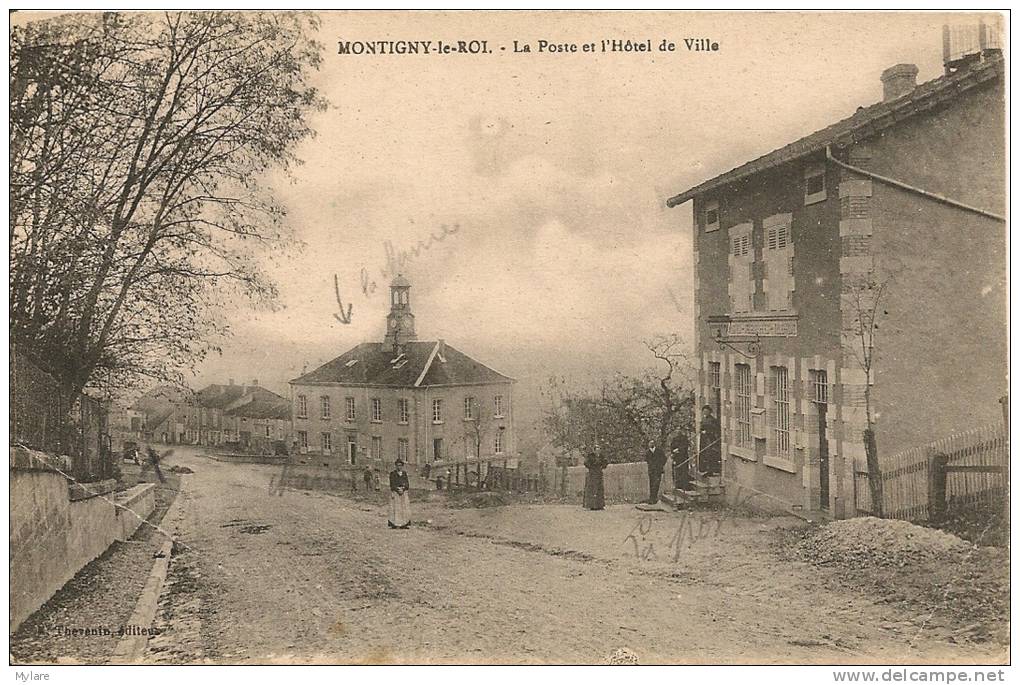 Cpa52 Montigny Le Roi Poste & Hotel De Ville - Montigny Le Roi