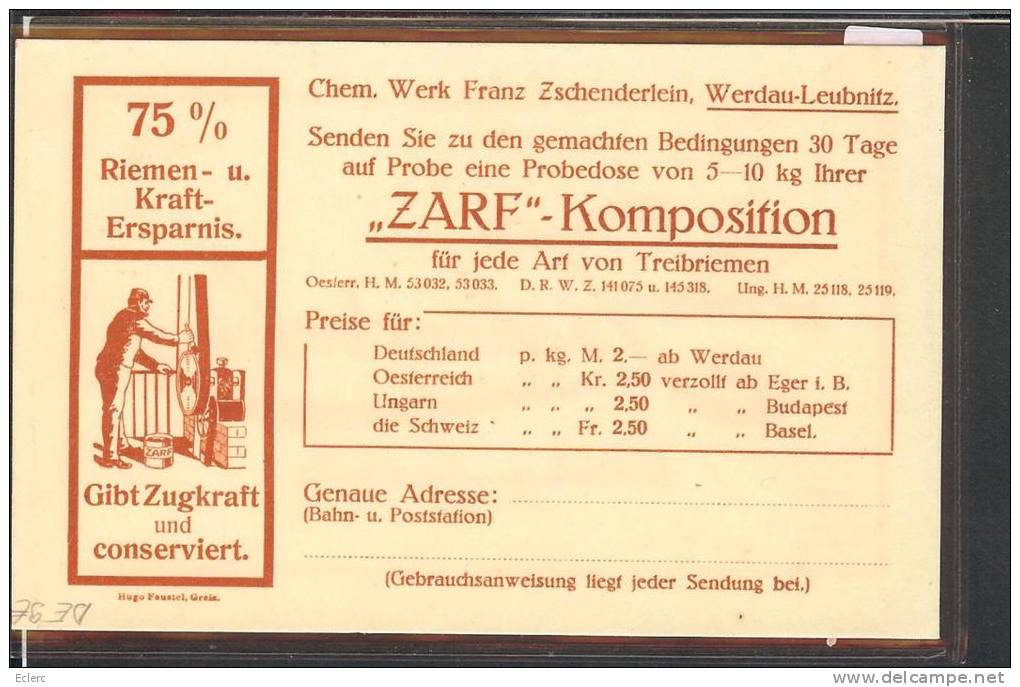 WERDAU LEUBNITZ - FIRMA CHEM. WERK FRANZ ZSCHENDERLEIN - TB - Werdau