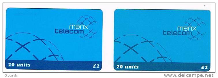 ISLE OF MAN - MANX TELECOM (CHIP) -  2002  DEFINITIVE BLUE (LOT OF 2 WITH DIFFERENT CHIPS) CODE IOM47-USED-RIF.7785 - Man (Ile De)