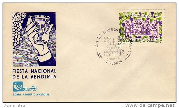 FIESTA NACIONAL  DE LA VENDIMIA  1986    SOBRE 1ER DIA DE EMISION OHL VENDAGE VINO WINE VINHO VIÑEDOS VIÑATEROS - Vinos Y Alcoholes