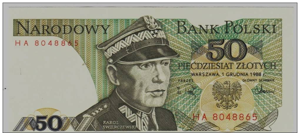 POLAND 1988 50 ZLOTYCH P-142 UNCIRCULATED - Poland