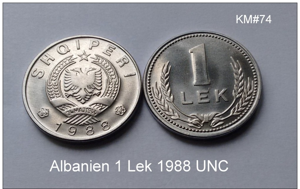 Albania Albanien Albanie 1 Lek  LEKE 1988  Alu UNC RR Selten NEW - Albania