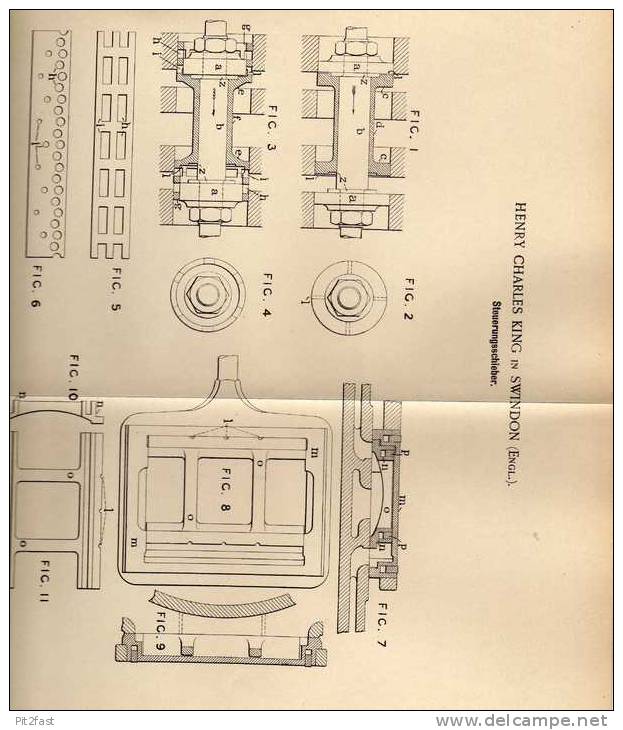 Original Patentschrift -  Charles King In Swindon - England , 1900 , Steuerungsschieber !!! - Tools