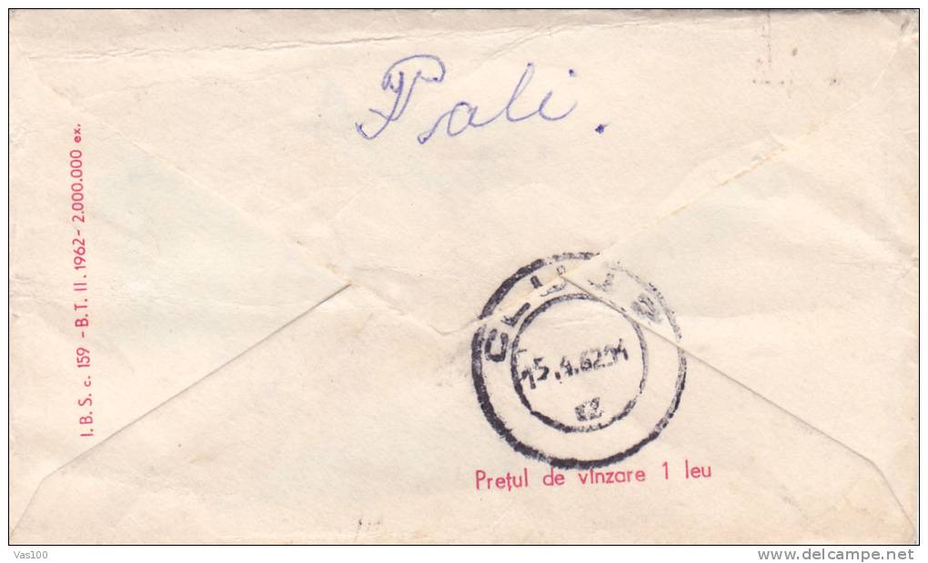 BIRD, SWALLOW, VERY RARE, 1962, COVER STATIONERY, ENTIER POSTAL, SENT TO MAIL, ROMANIA - Hirondelles