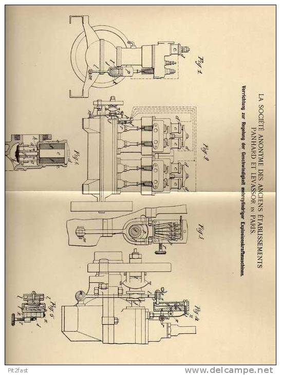 Original Patentschrift - Panhard Et Levassor In Paris , 1900 , Moteur , Geschwindigkeitsregler !!! - Machines