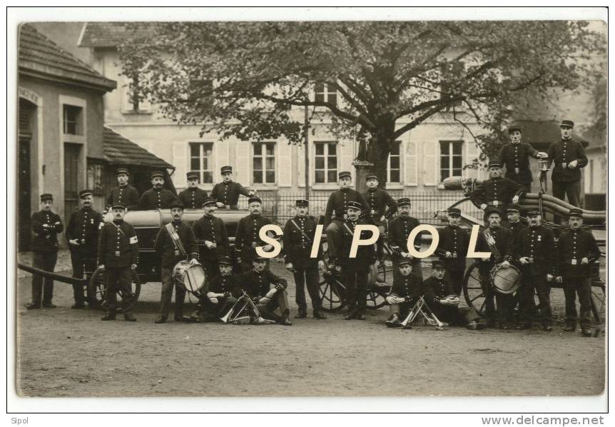 Carte Photo Des Sapeurs Pompiers De Ranspach ( 68470 ) TBE  14 X 9 Cm - Sapeurs-Pompiers