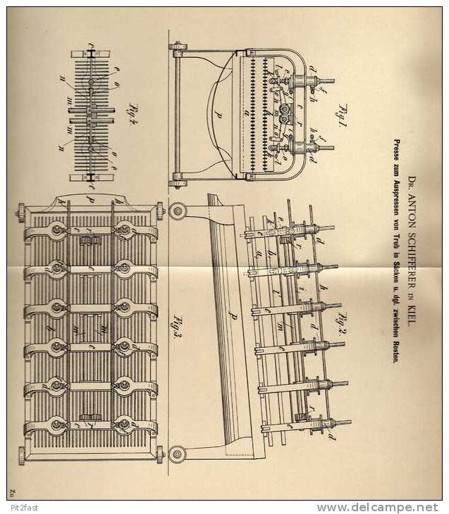 Original Patentschrift -  Dr. Anton Schifferer In Kiel , 1900, Presse Für Säcke , Landwirtschaft !! - Tools