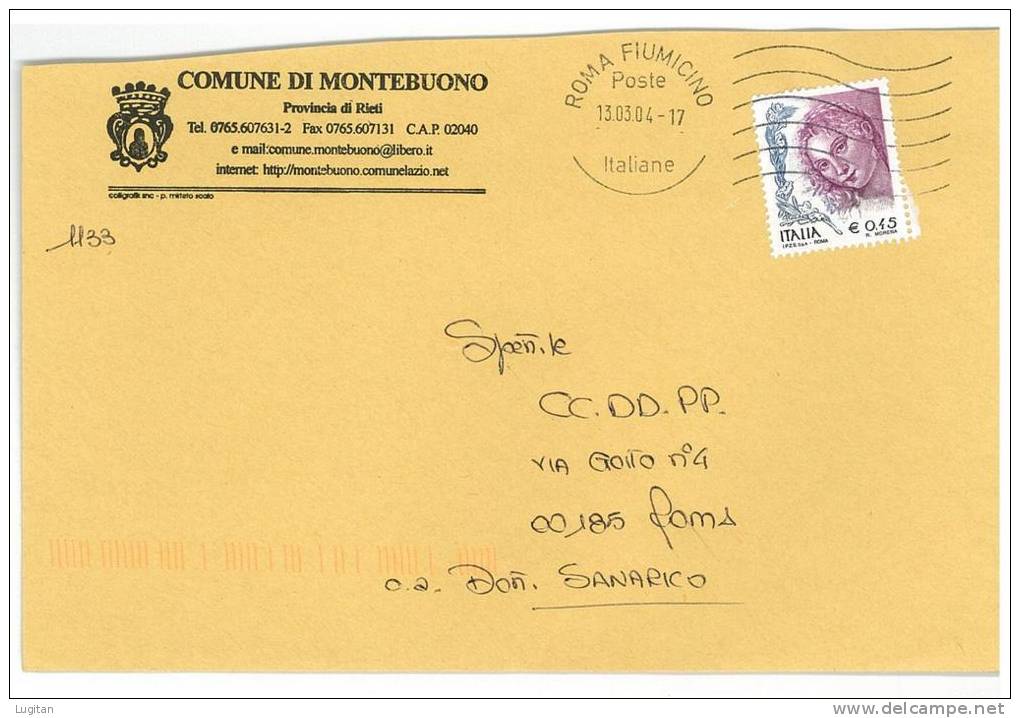 MONTEBUONO CAP 02040 - RIETI  - ANNO 2004 -  LS  - LAZIO -TEMATICA COMUNI D'ITALIA - STORIA POSTALE - Macchine Per Obliterare (EMA)