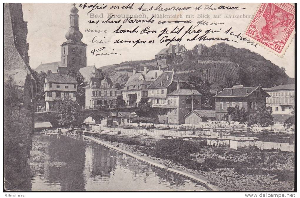 CPA - (Allemagne) Bad Kreuznach - Muhlenteich Mit Blick Auf Kauzenburg (obl.1908) - Bad Kreuznach