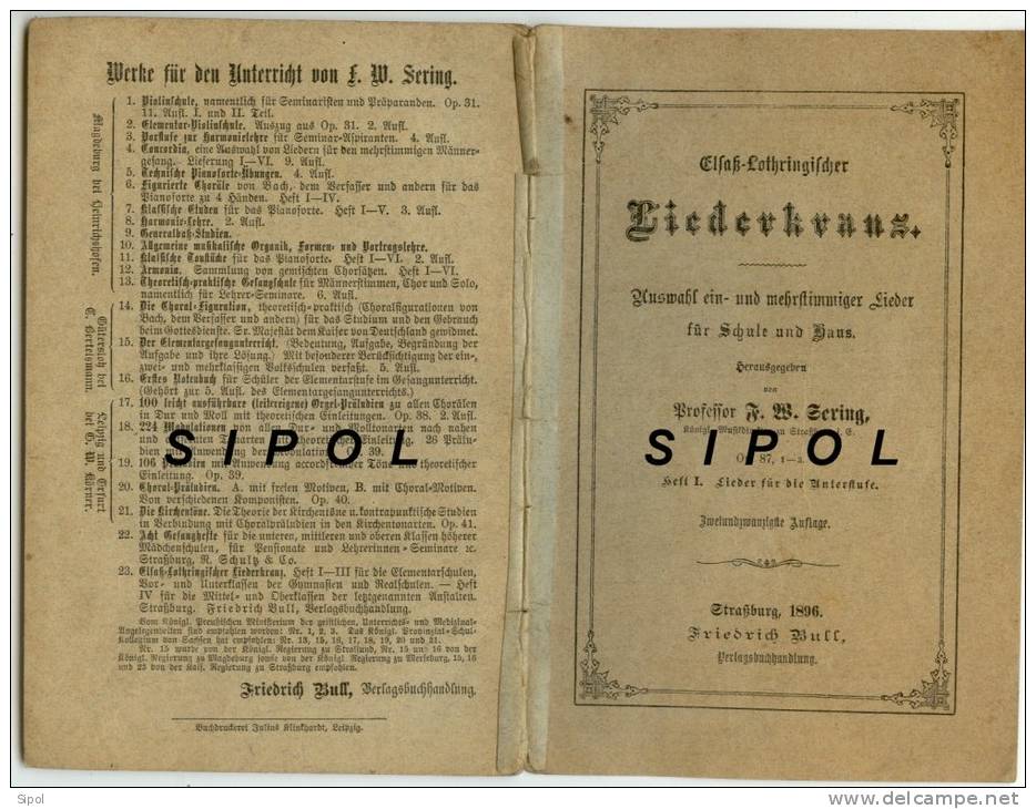 Liederkranz Elsass Lothringen - 1896-Petit Recueil De Chants Liturgiques En Allemand Gothique - Christianisme