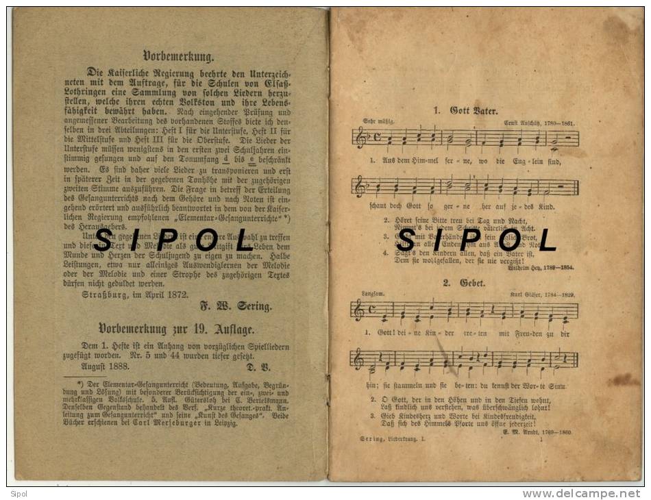 Liederkranz Elsass Lothringen - 1896-Petit Recueil De Chants Liturgiques En Allemand Gothique - Christentum