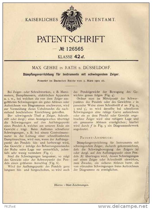 Original Patentschrift - Max Gehre In Rath B. Düsseldorf , Dämpfungsvorrichtung , 1901  !!! - Machines