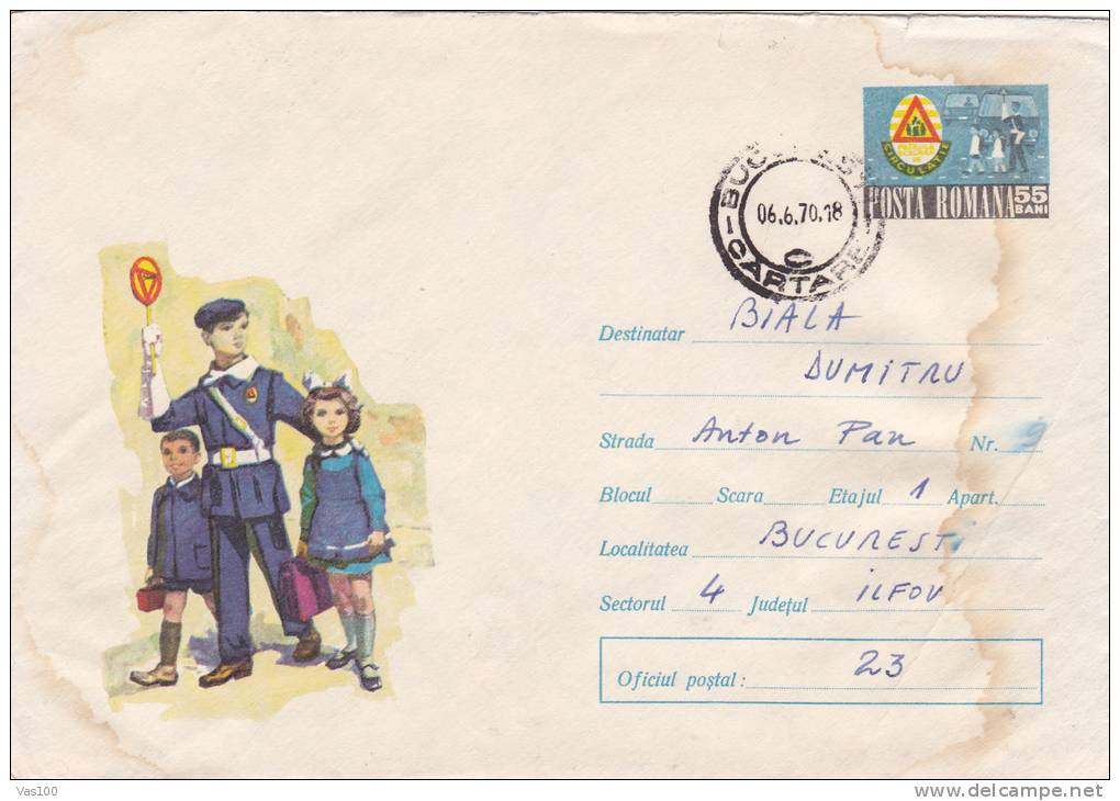 TRAFFIC COP, 1969, COVER STATIONERY, ENTIER POSTAL, SENT TO MAIL, ROMANIA - Police - Gendarmerie