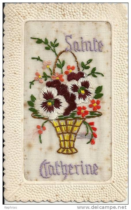 SUPERBE CPA BRODEE - Sainte Catherine - Embroidered