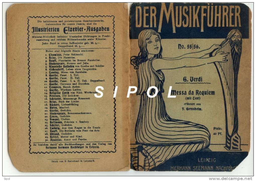 Der Musikführer  N°55/56 G.Verdi Messa Da Requiem ( Mit Text) H Seemann Leipzig 31 Pages - Music