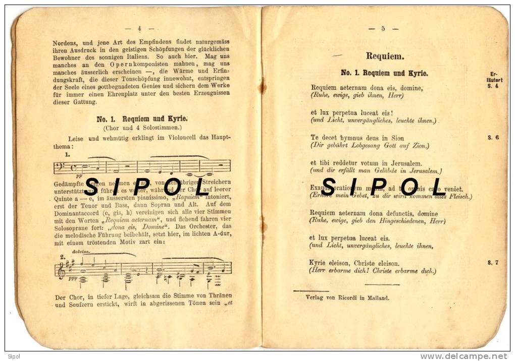 Der Musikführer  N°55/56 G.Verdi Messa Da Requiem ( Mit Text) H Seemann Leipzig 31 Pages - Música