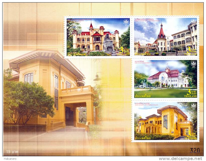 THAILAND 2010 Mi BL 246 THAI HERITAGE CONSERVATION PALACES MINT MINIATURE SHEET ** - Thailand