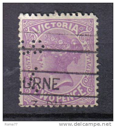 R620  - VICTORIA , 2 Pence Dent 12x12 1/2 . Filigrana Capovolta - Used Stamps