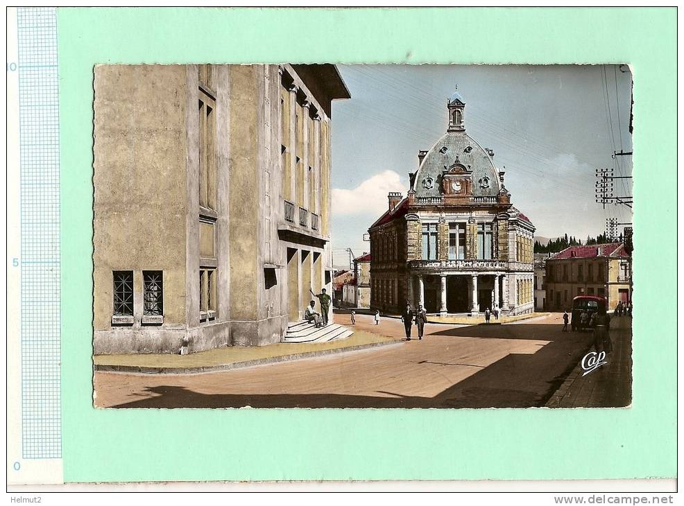 MEA68 ALGERIE - SOUK AHRAS Mairie Et Théâtre (voir Description 2scan) RARE Colorisée écrite Années 1950 Format 8,8x13,8 - Souk Ahras