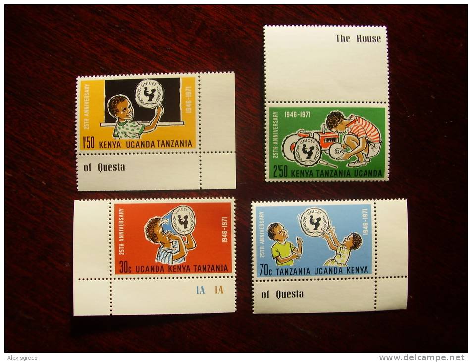 KUT 1972 25th.Anniv Of UNICEF Issue 4 Values To 2/50  MNH. - Kenya, Ouganda & Tanzanie