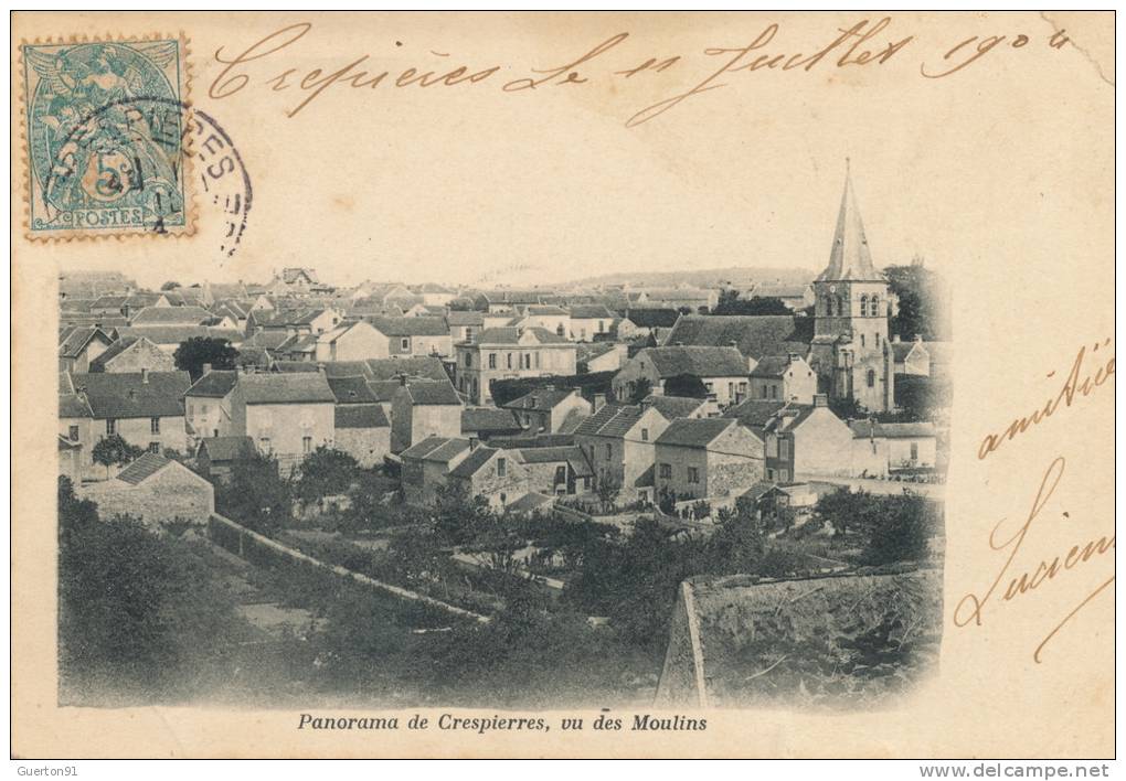 ( CPA 78 )  Panorama De CRESPIERRES, Vu Des Moulins  /  (défaut Coin Haut Droit) - Chambourcy