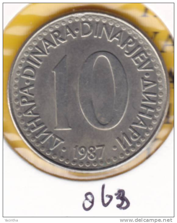 @Y@   Joegoslavië  10 Dinar  1987    (863) - Joegoslavië