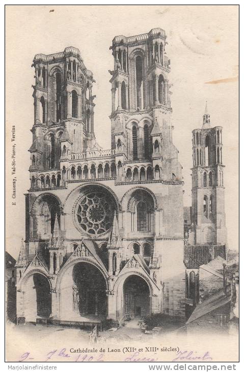 Dép. 02 - LAON. - Cathédrale. E. Chaseray, Val-St-Pierre, Vervins. Voyagée 1902 - Laon