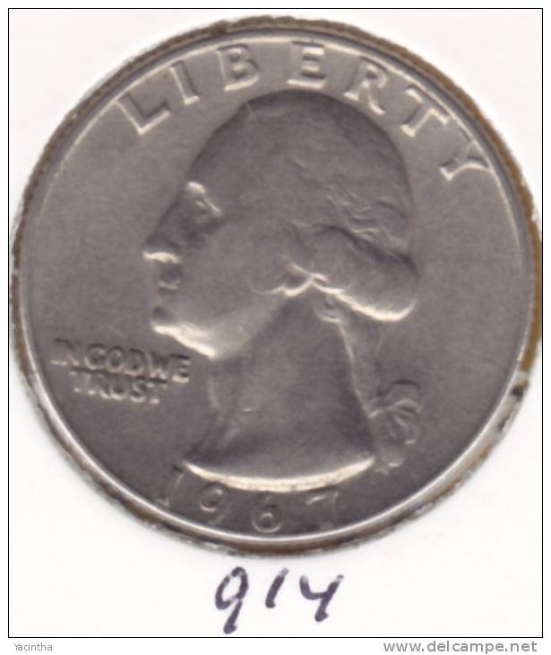 @Y@  USA   1/4 Dollar  Quarter   1967    (914) - 1932-1998: Washington