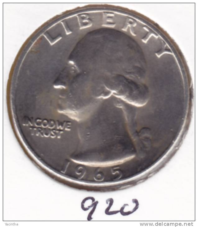 @Y@  USA   1/4 Dollar  Quarter   1965    (920) - 1932-1998: Washington