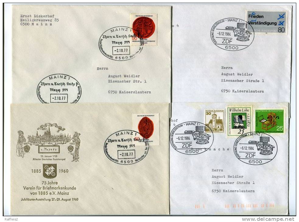 Bund 4 Briefe Mit Sonderstempeln Aus Mainz 1977-1984 Posten 234 - Maschinenstempel (EMA)