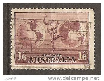 Australia 1934-48  Airmail  1/6d  (o)   Perf 13.25 X 13.75  Thick Paper - Usati