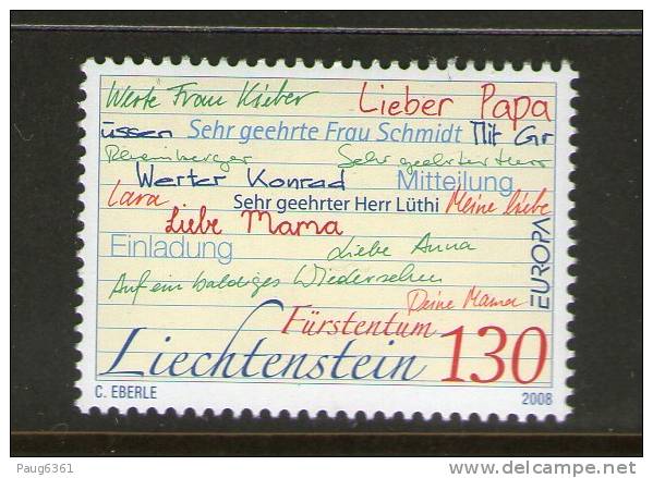 LIECHTENSTEIN 2008  LETTRE    YVERT N°  NEUF MNH** - Unused Stamps