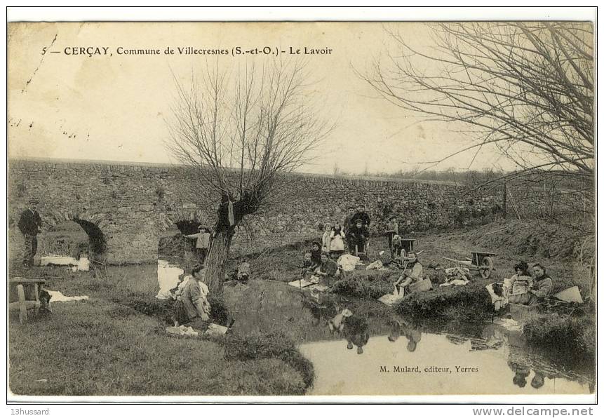 Carte Postale Ancienne Cercay, Commune De Villecresnes - Le Lavoir - Métiers, Laveuses, Lavandières - Villecresnes
