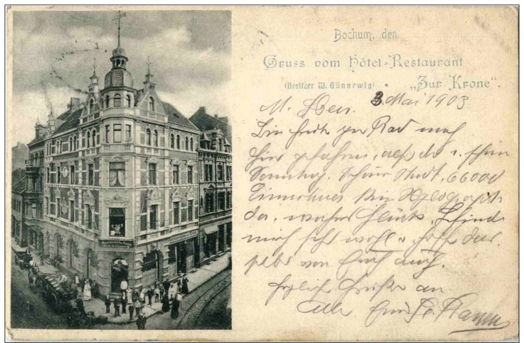 Bochum - Gruss Vom Hotel Zur Krone - Bochum