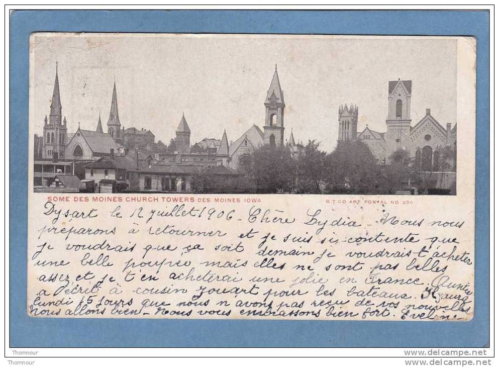 DES MOINES  -  SOME  DES  MOINES  CHURCH  TOWERS - 1906  -  CARTE PRECURSEUR  - - Des Moines