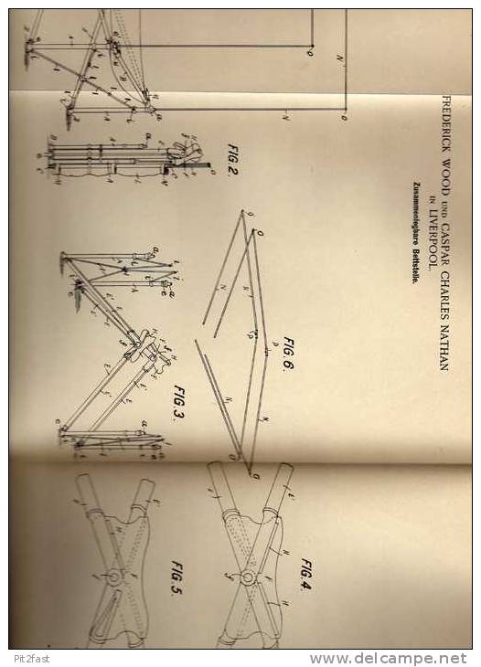 Original Patentschrift - F.Wood Und C. Nathan In Liverpool , 1900, Zusammenlegbares Bett !!! - Altri & Non Classificati