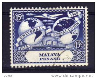 Penang - 1949 - 15 Cents 75th Anniversary Of UPU - Used - Penang