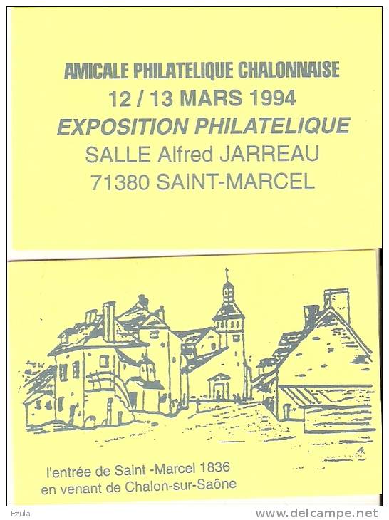 Carnet Privé CHALON Sur Saône  Exposition Philatélique 1994 Entrée De  Saint MARCEL - Autres & Non Classés