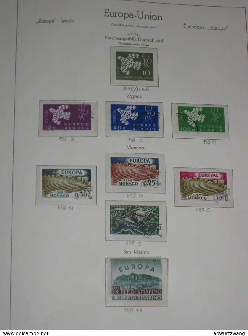 Europa Union CEPT 1949-1971 - komplette Top-Sammlung incl. Vor-/Mitläufer **/ʘ postfrisch/gestempelt auf Leuchtturm SF