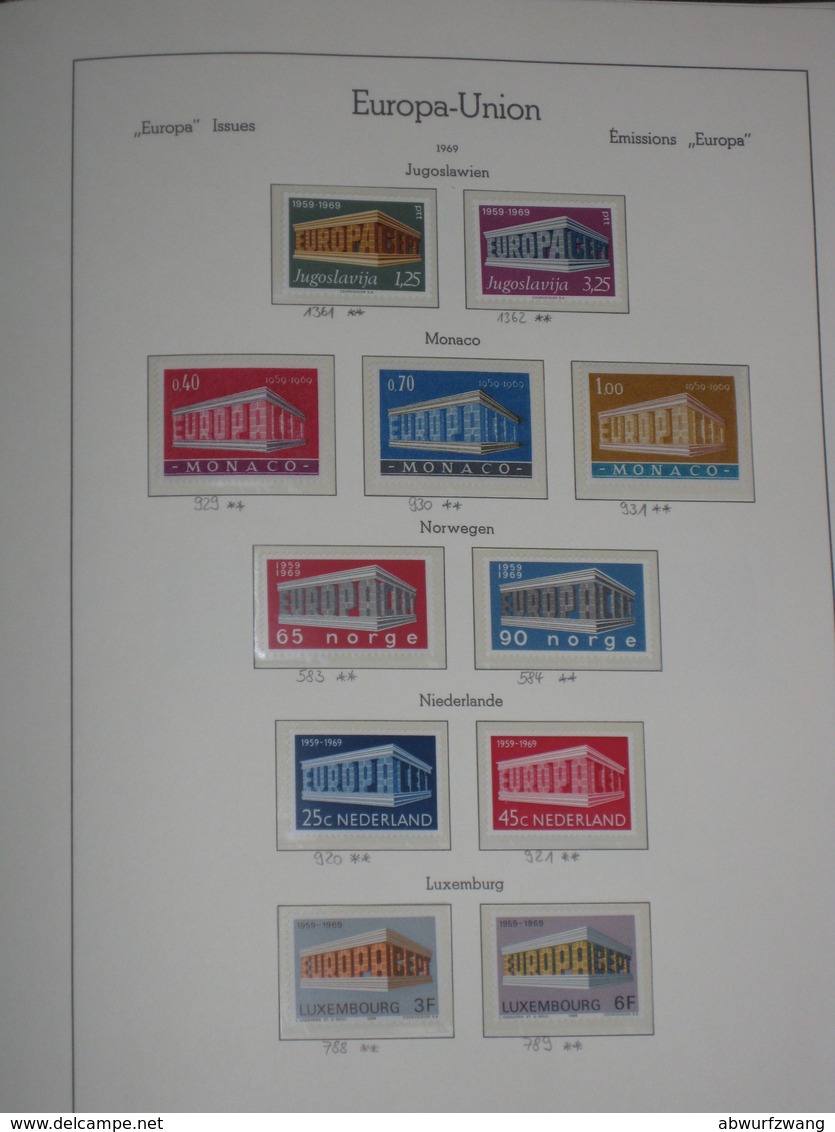 Europa Union CEPT 1949-1971 - komplette Top-Sammlung incl. Vor-/Mitläufer **/ʘ postfrisch/gestempelt auf Leuchtturm SF