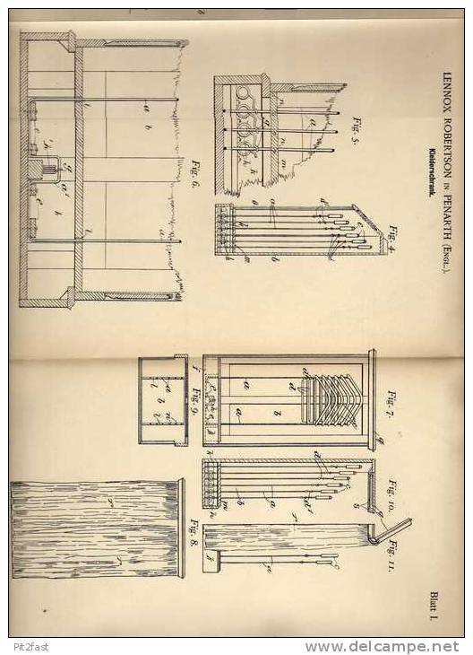 Original Patentschrift - L. Robertson In Penarth , 1901 , Kleiderschrank !!! - Other & Unclassified