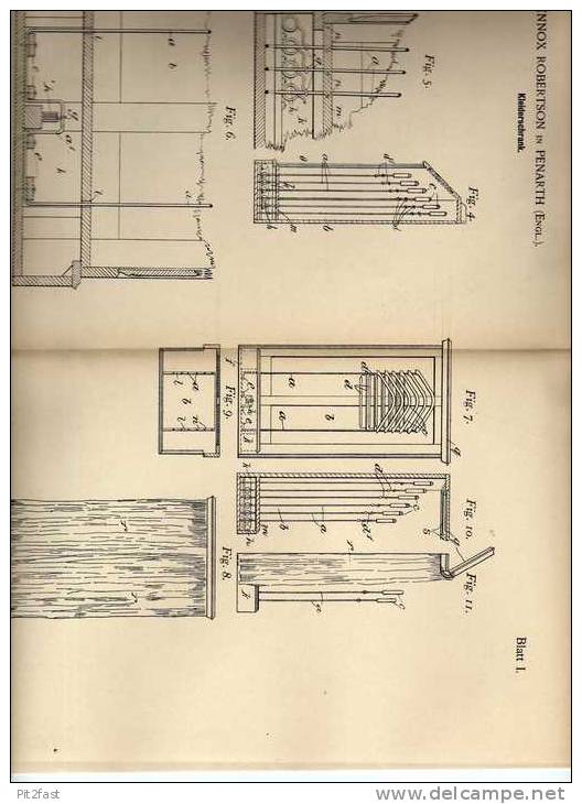 Original Patentschrift - L. Robertson In Penarth , 1901 , Kleiderschrank !!! - Other & Unclassified