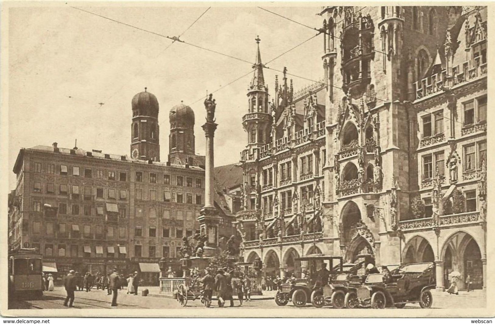 AK München Marienplatz Rathaus Oldtimer Straßenbahn ~1920 #16 - Muenchen