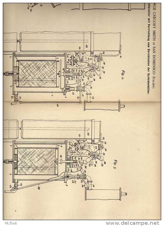 Original Patentschrift -  G.Gregory Smith In San Domenico , 1899 ,  Acetylenentwickler !!! - Macchine