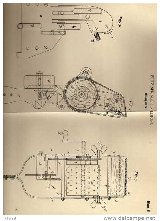 Original Patentschrift - Fritz Springer In Leipzig ,1900,  Masergeräth Für Möbel  !!! - Andere & Zonder Classificatie
