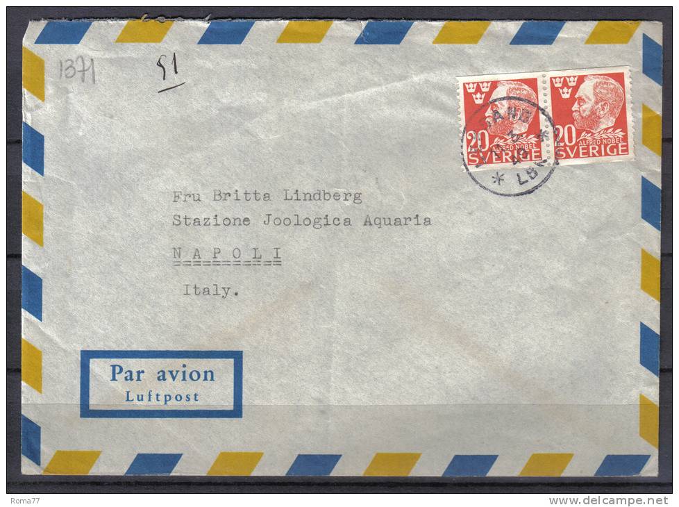 VER1371 - SVEZIA , Lettera Per Napoli Dell' 11 / 3 / 1949 - Lettres & Documents